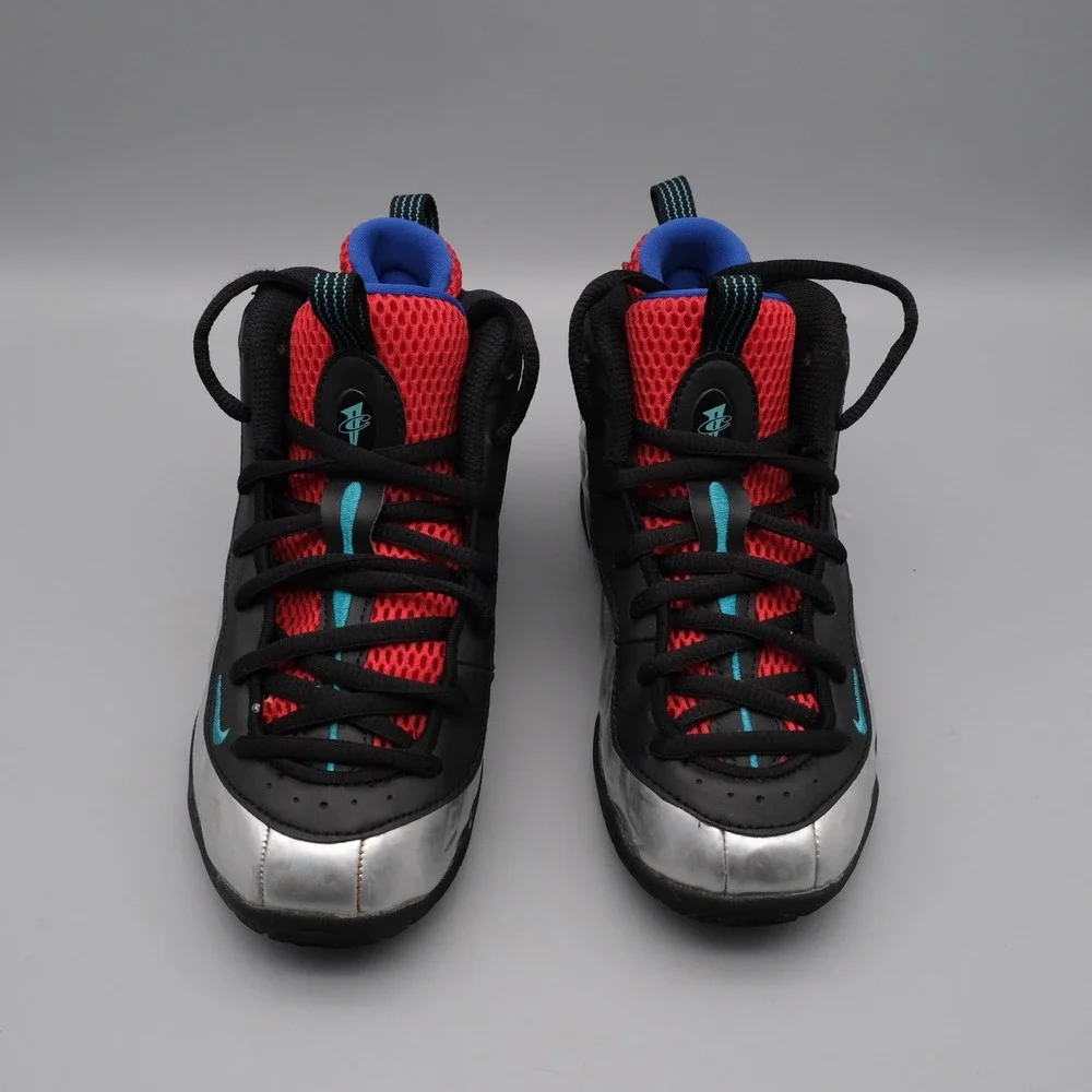 Nike Little Posite One Kids Silver Red Blue Metallic Futuristic 13C FJ3304-001